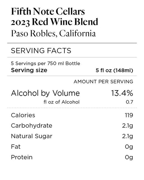 Fifth Note Cellars 2023 Red Wine Blend Paso Robles, California