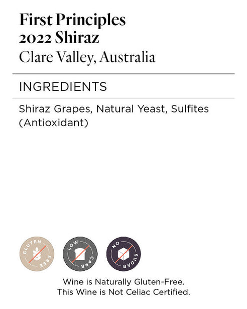First Principles 2022 Shiraz Clare Valley, Australia