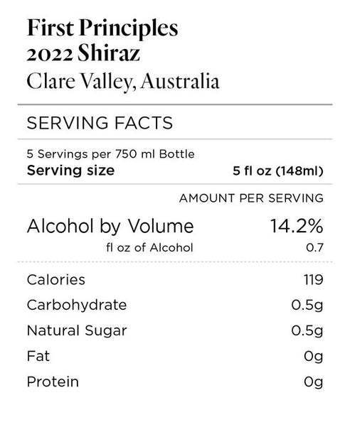 First Principles 2022 Shiraz Clare Valley, Australia
