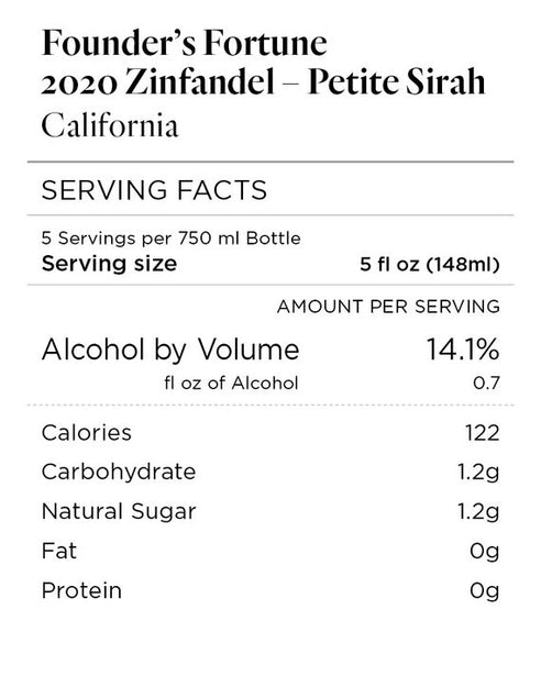 Founder's Fortune 2020 Zinfandel – Petite Sirah California