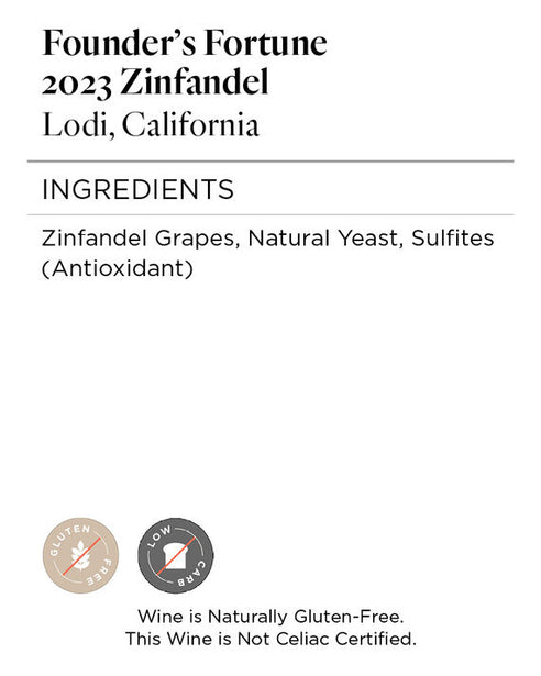 Founder's Fortune 2023 Zinfandel Lodi, California