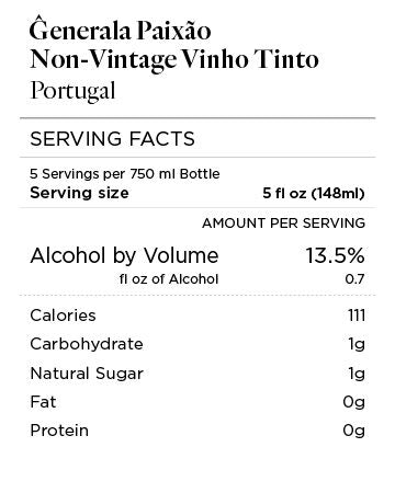 Ĝenerala Paixão NV Vinho Tinto, Portugal