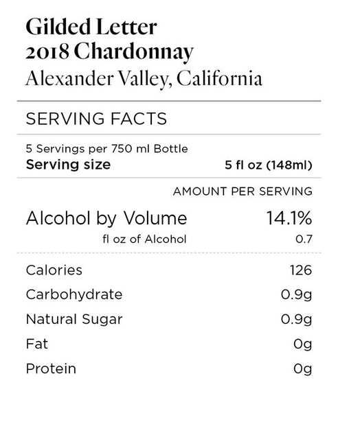 Gilded Letter 2018 Chardonnay Alexander Valley, California