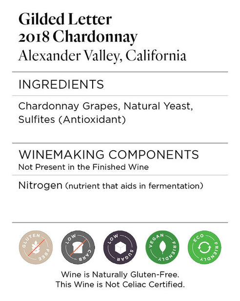 Gilded Letter 2018 Chardonnay Alexander Valley, California