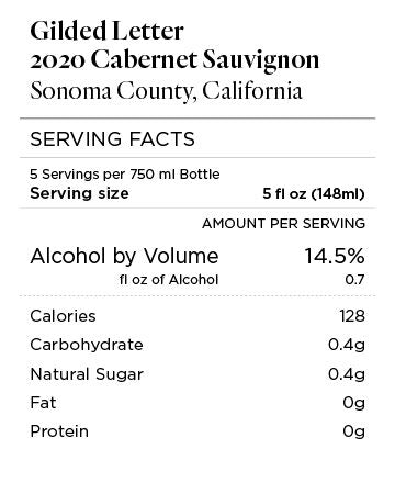 Gilded Letter 2020 Cabernet Sauvignon Sonoma County, California