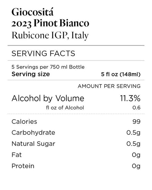 Giocositá 2023 Pinot Bianco Rubicone IGP, Italy