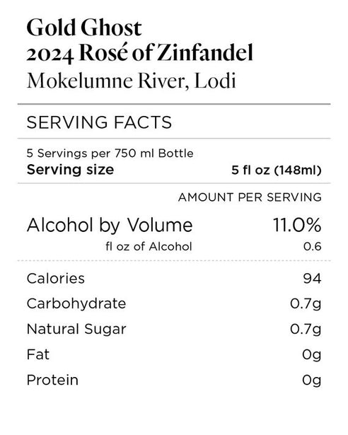 Gold Ghost 2024 Rosé of Zinfandel Mokelumne River, Lodi, California