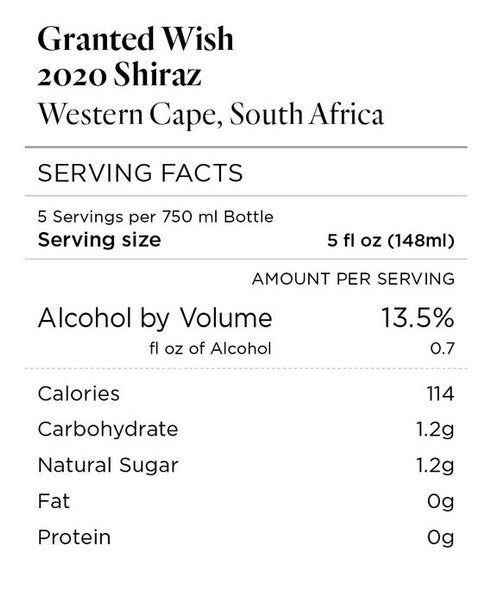 Granted Wish 2020 Shiraz Western Cape, South Africa