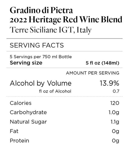 Gradino di Pietra 2022 Heritage Red Wine Blend Terre Siciliane IGT, Italy