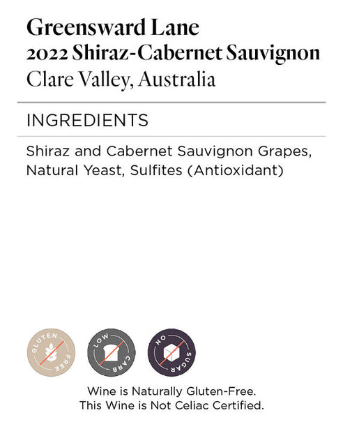 Greensward Lane 2022 Shiraz Cabernet Sauvignon Clare Valley, Australia