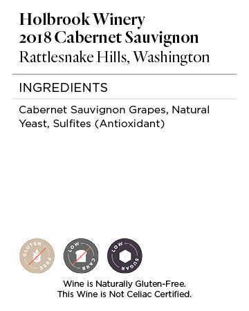 Holbrook Winery 2018 Cabernet Sauvignon Rattlesnake Hills, Washington