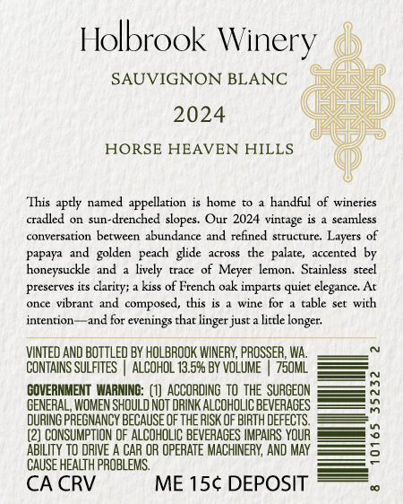Holbrook Winery 2024 Sauvignon Blanc Horse Heaven Hills