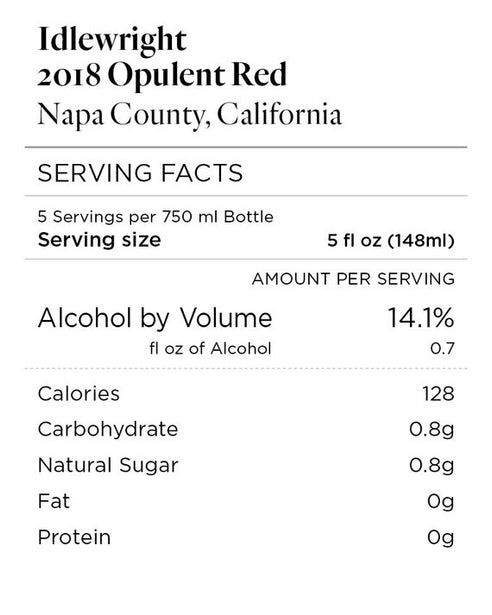 Idlewright 2018 Opulent Red Napa County, California