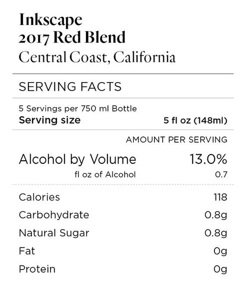 Inkscape 2017 Red Blend Central Coast, California