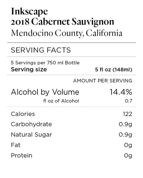 Inkscape 2018 Cabernet Sauvignon Mendocino County, California