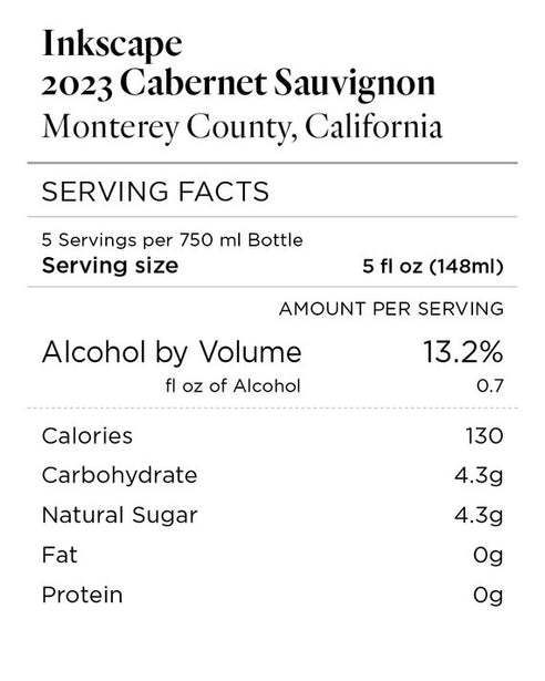 Inkscape 2023 Cabernet Sauvignon Monterey County, California