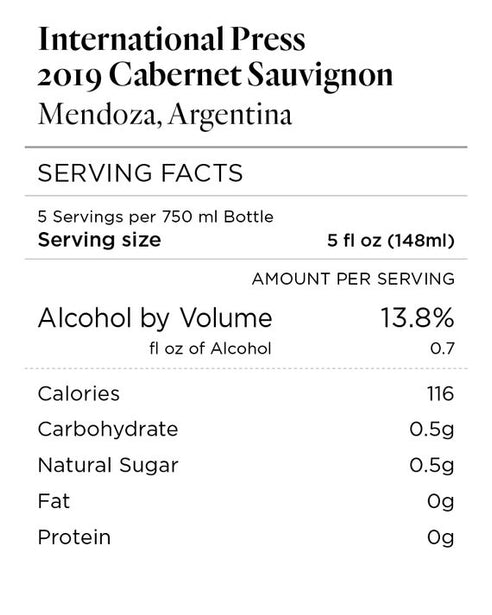 International Press 2019 Cabernet Sauvignon Mendoza, Argentina
