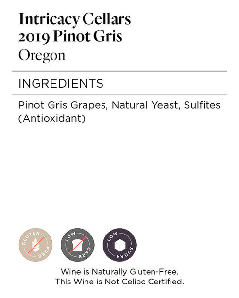 Intricacy Cellars 2019 Pinot Gris Willamette Valley, Oregon