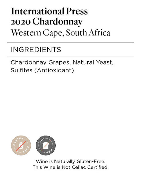 International Press 2020 Chardonnay Western Cape, South Africa