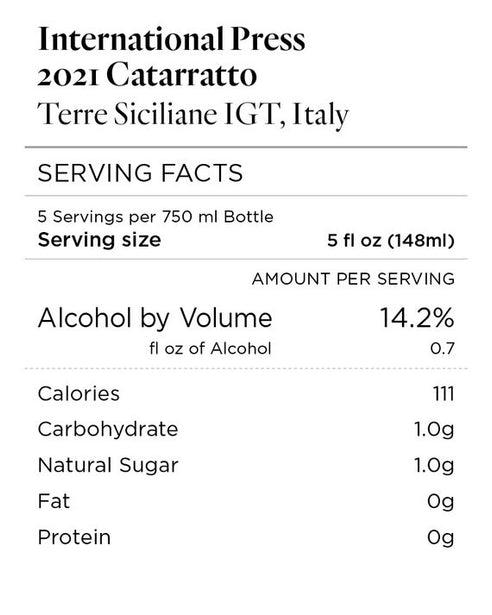 International Press 2021 Catarratto Terre Siciliane IGT, Italy