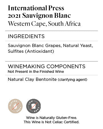 International Press 2021 Sauvignon Blanc Western Cape, South Africa