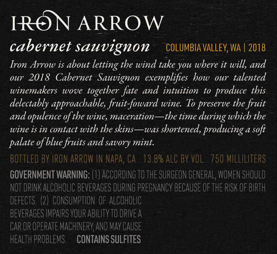 Iron Arrow 2018 Cabernet Sauvignon Columbia Valley, Washington 