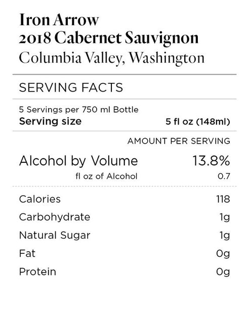 Iron Arrow 2018 Cabernet Sauvignon Columbia Valley, Washington 