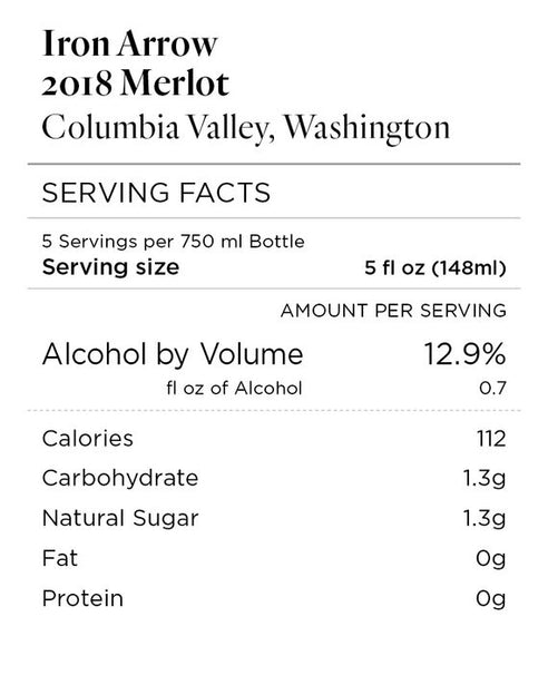 Iron Arrow 2018 Merlot Columbia Valley, Washington