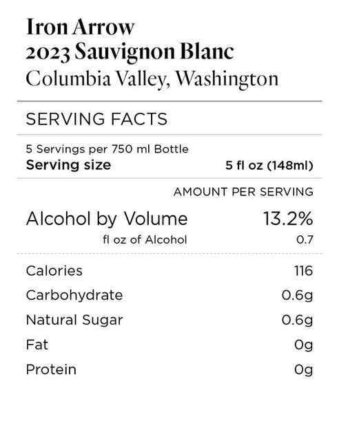 Iron Arrow 2023 Sauvignon Blanc Columbia Valley, Washington