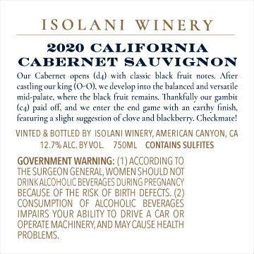 Isolani Winery 2020 Cabernet Sauvignon California