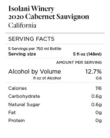 Isolani Winery 2020 Cabernet Sauvignon California