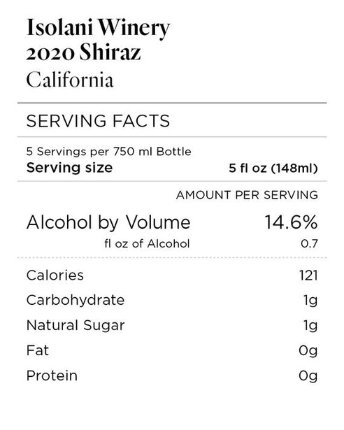 Isolani Winery 2020 Shiraz California