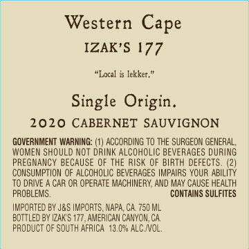 Izak's 177 2020 Cabernet Sauvignon Western Cape, South Africa