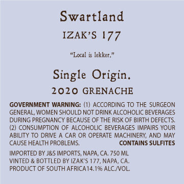 Izak's 177 2020 Grenache Swartland, South Africa