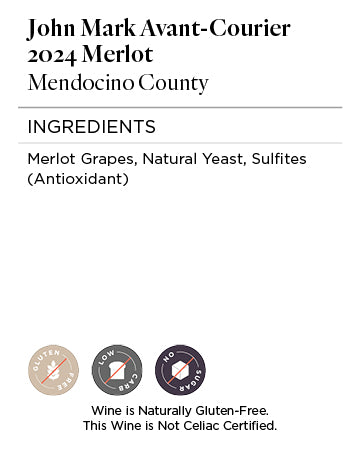 John Mark Avant-Courier 2024 Merlot Ingredients