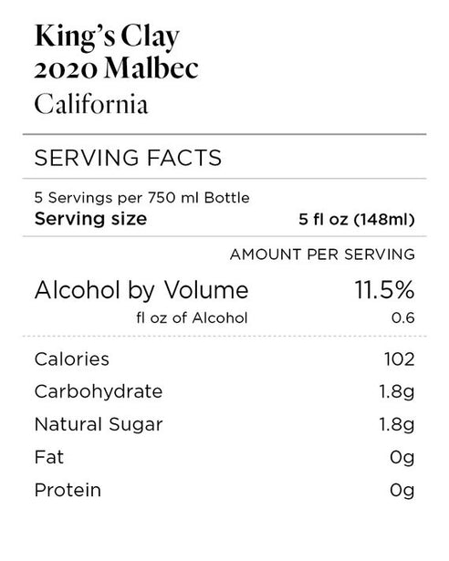 King's Clay 2020 Special Reserve Malbec California
