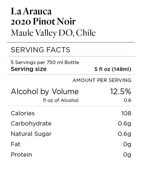 La Arauca 2020 Pinot Noir Maule Valley DO, Chile