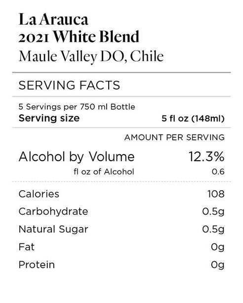 La Arauca 2021 White Blend Maule Valley DO, Chile