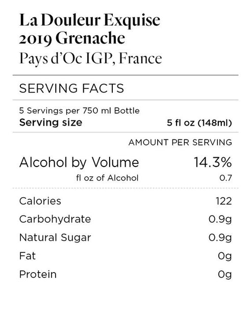 La Douleur Exquise 2019 Grenache Pays d'Oc IGP, France