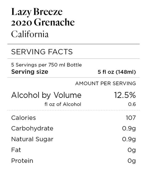 Lazy Breeze 2020 Grenache California