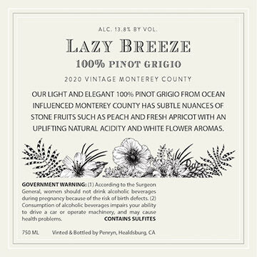 Lazy Breeze 2020 Pinot Grigio Monterey County, California