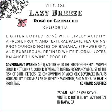 Lazy Breeze 2021 Rosé of Grenache, California