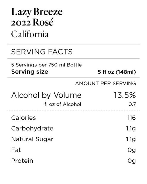 Lazy Breeze 2022 Rosé Clarksburg, California