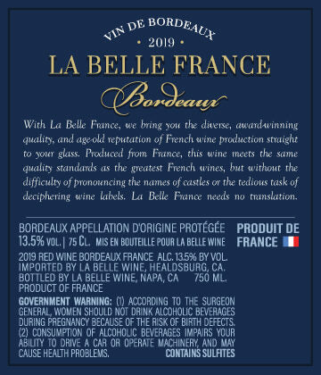 La Belle France 2019 Bordeaux Rouge Bordeaux AOP, France