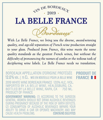 La Belle France 2019 Bordeaux Blanc Bordeaux AOP, France