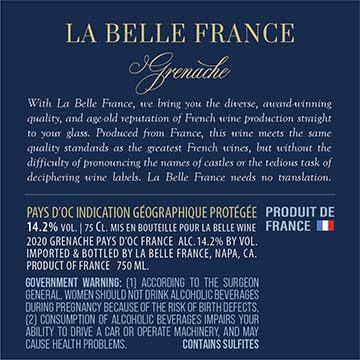 La Belle France 2020 100% Grenache Pays d'Oc IGP, France