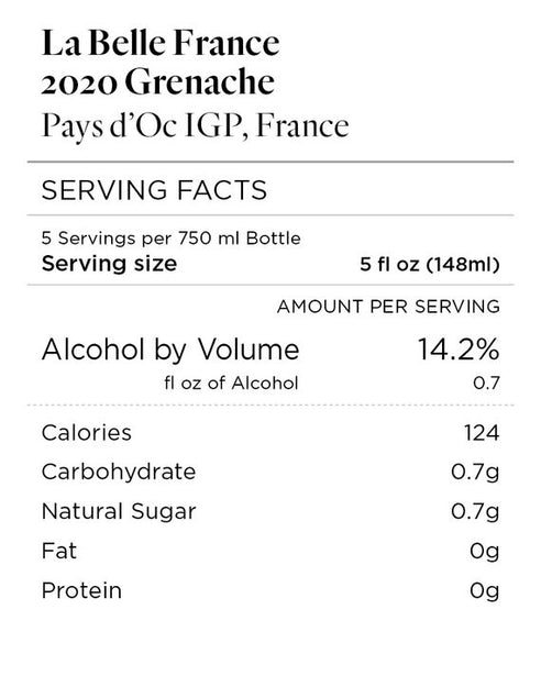 La Belle France 2020 100% Grenache Pays d'Oc IGP, France