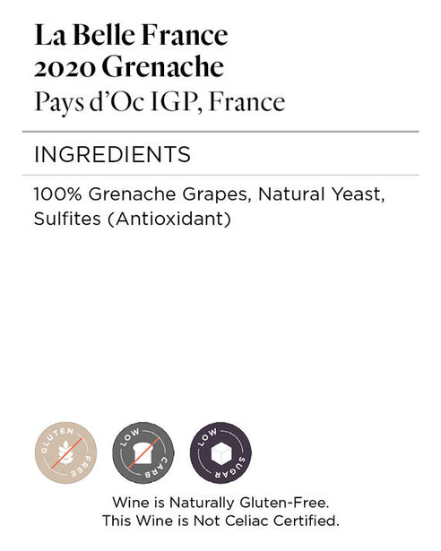 La Belle France 2020 100% Grenache Pays d'Oc IGP, France