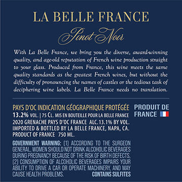 La Belle France 2020 100% Pinot Noir Pays d'Oc IGP, France