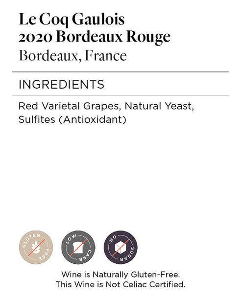 Le Coq Gaulois 2020 Bordeaux Rouge Bordeaux AOP, France